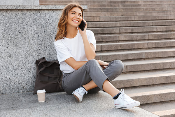 woman talking on the phone with lover