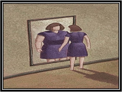 woman seeing distorted self-image