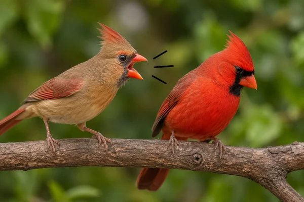 Female bird nagging partner