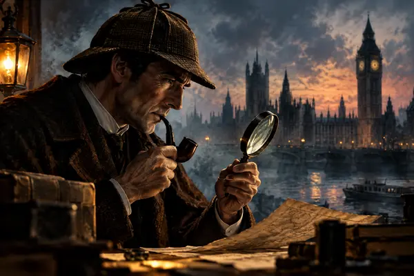 sherlock looking at evidence